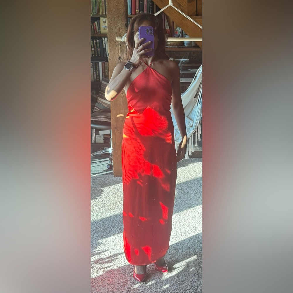 Zara red satin dress